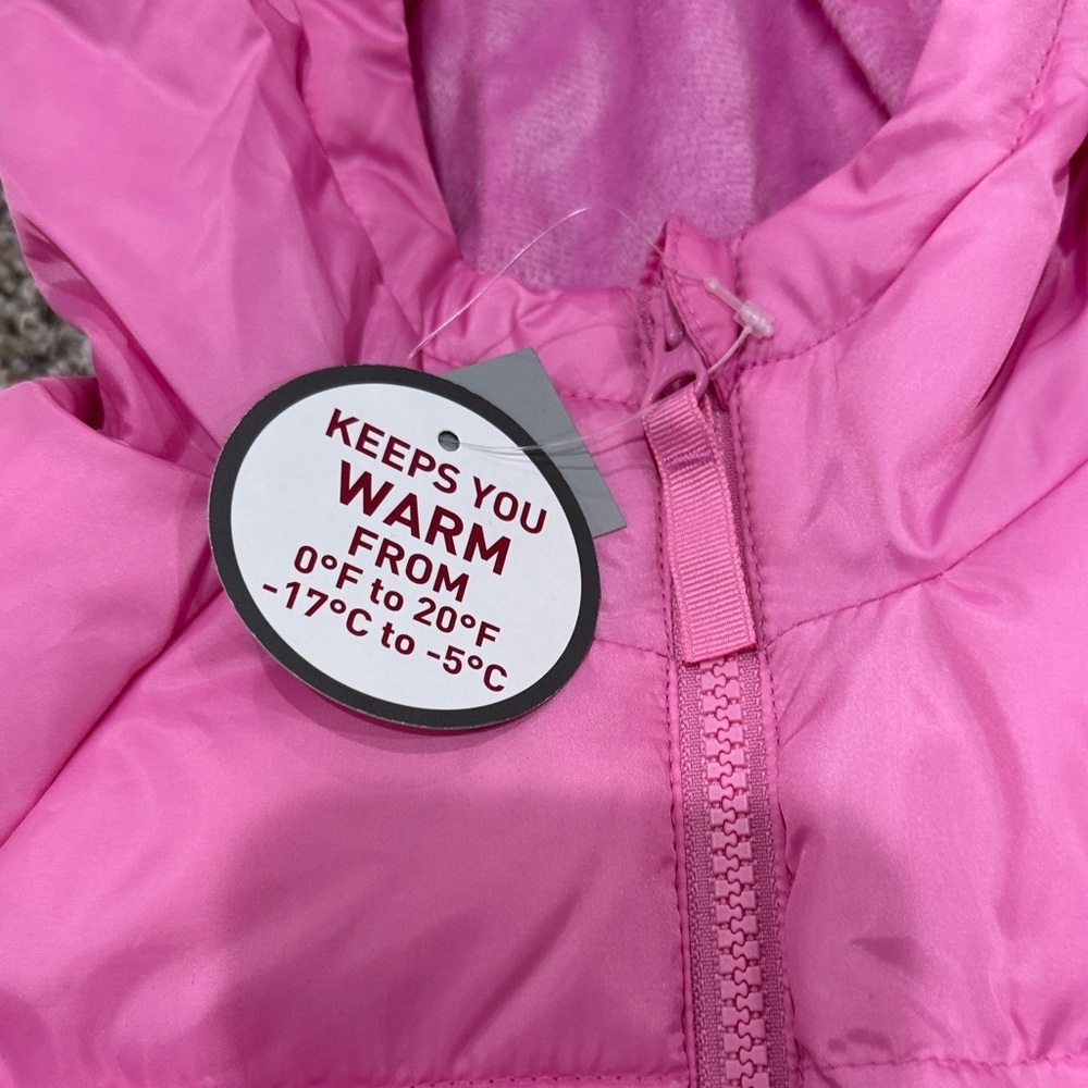 Swiss Tech Pink Puffer Hooded Kids Jacket - Picture 3 of 5